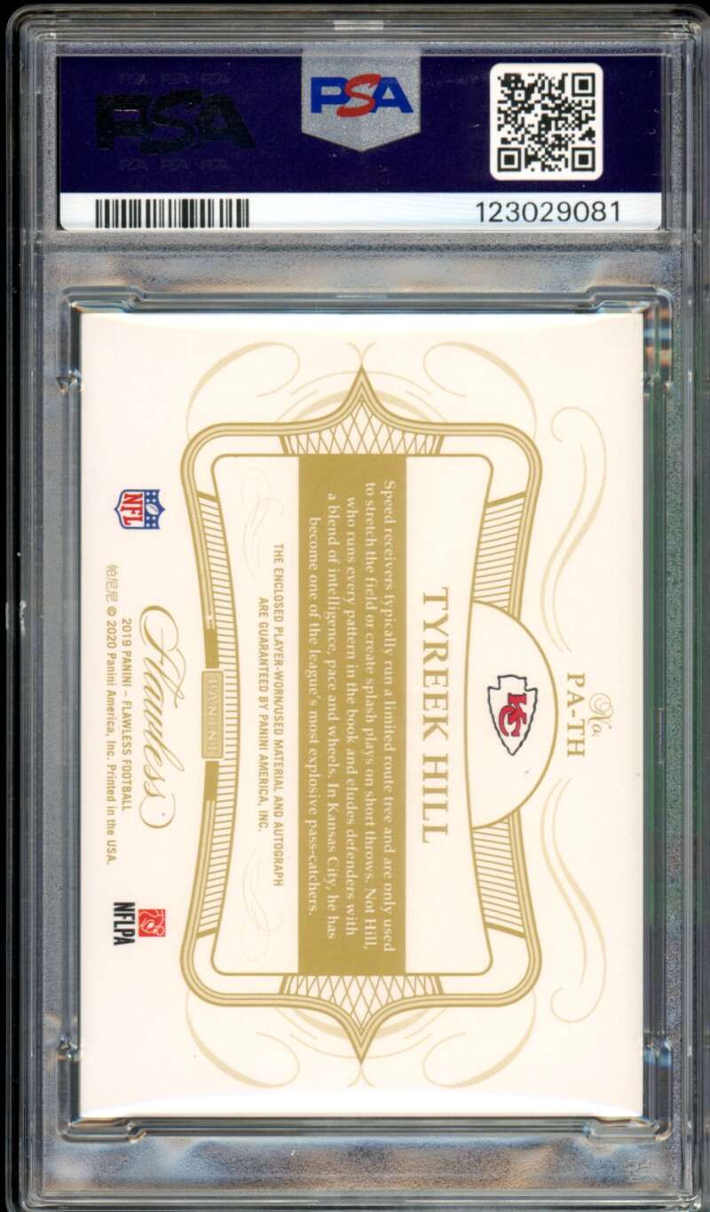 Tyreek Hill 2019 Panini Flawless Patch Auto Platinum (1/1) #Path PSA 10 Auto Image 2