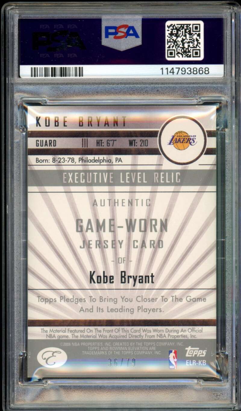 Kobe Bryant Card 2006-07 Bowman Elevation (36/79) #KB PSA Authentic Image 2
