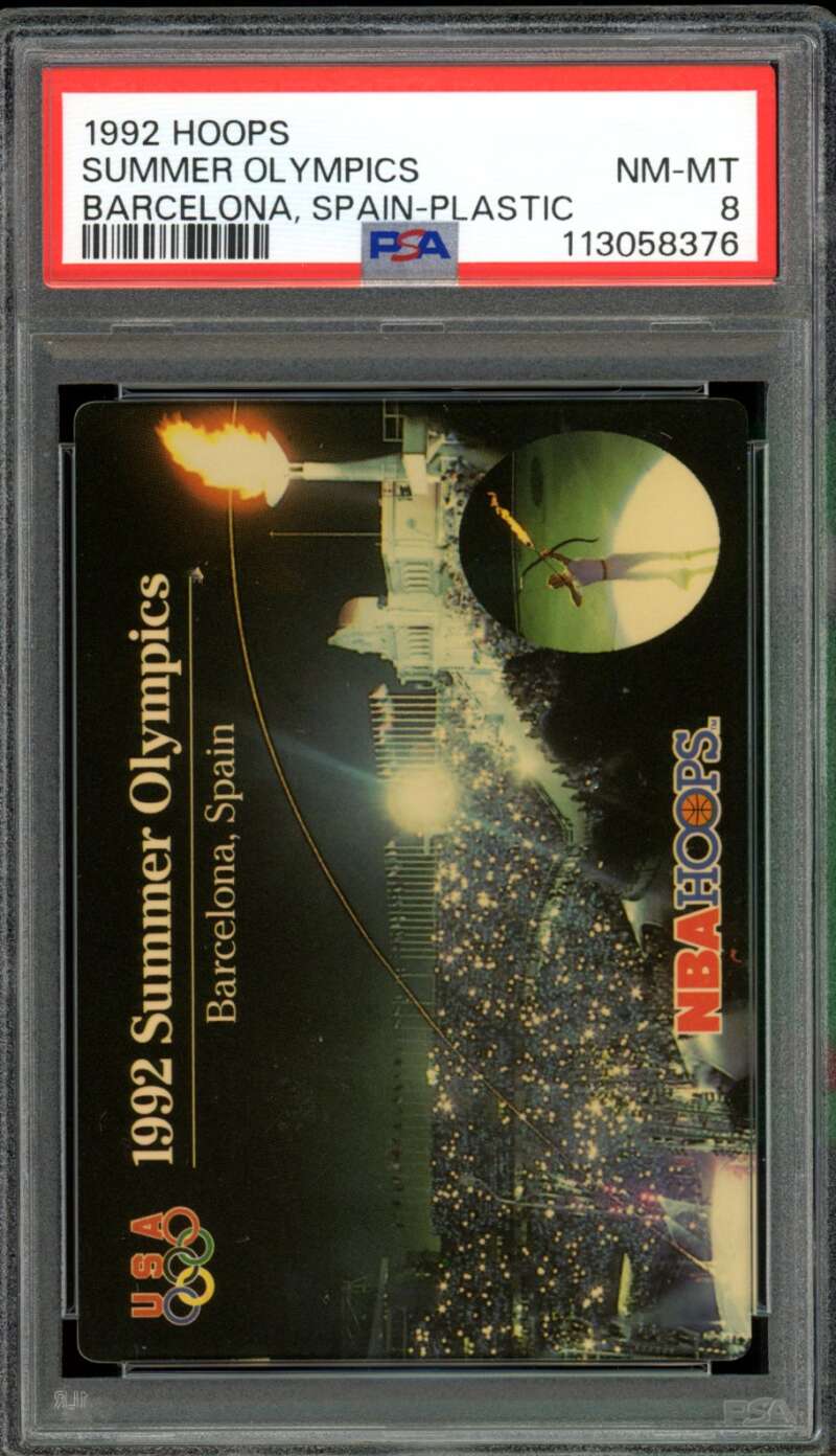 Michael Jordan Card 1992-93 Hoops Summer Olympics Barcelona Plastic #nno PSA 8 Image 1