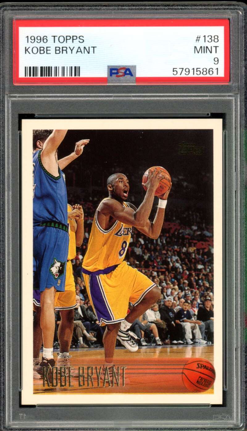 Kobe Bryant Rookie Card 1996-97 Topps #138 PSA 9 Image 1