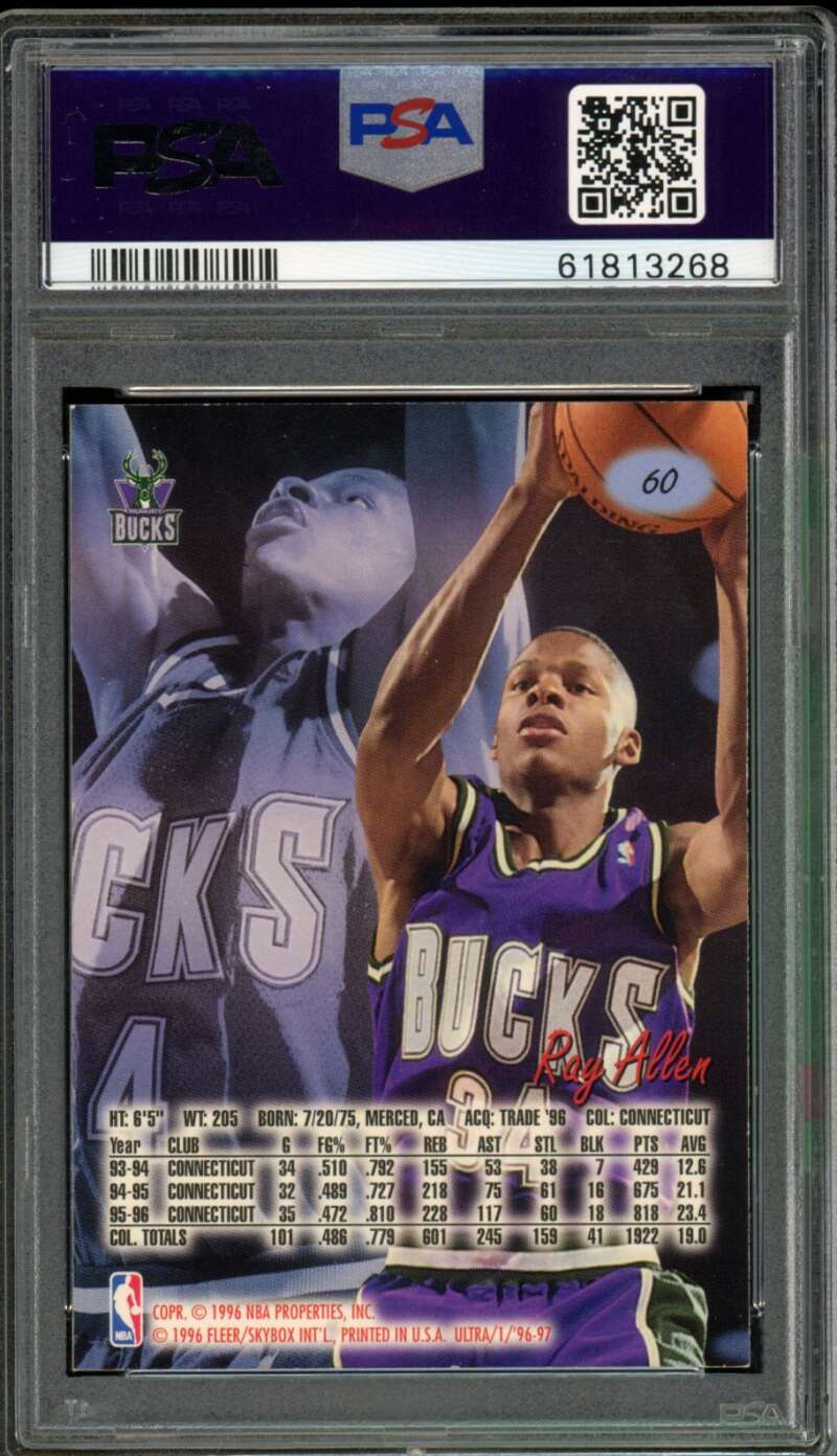 Ray Allen Rookie Card 1996-97 Ultra #60 PSA 9 Image 2