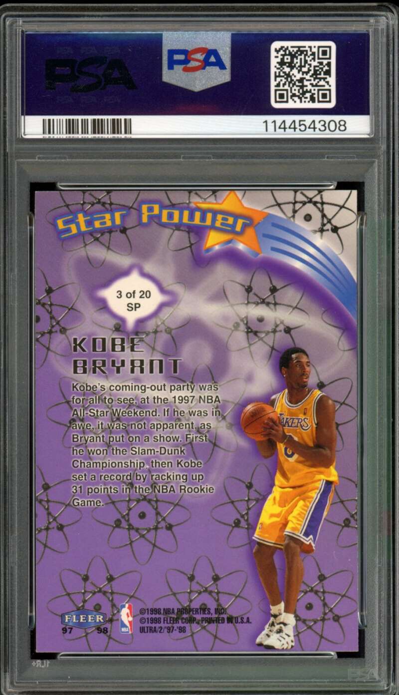 Kobe Bryant Card 1997-98 Ultra Star Power #3 PSA 9 Image 2