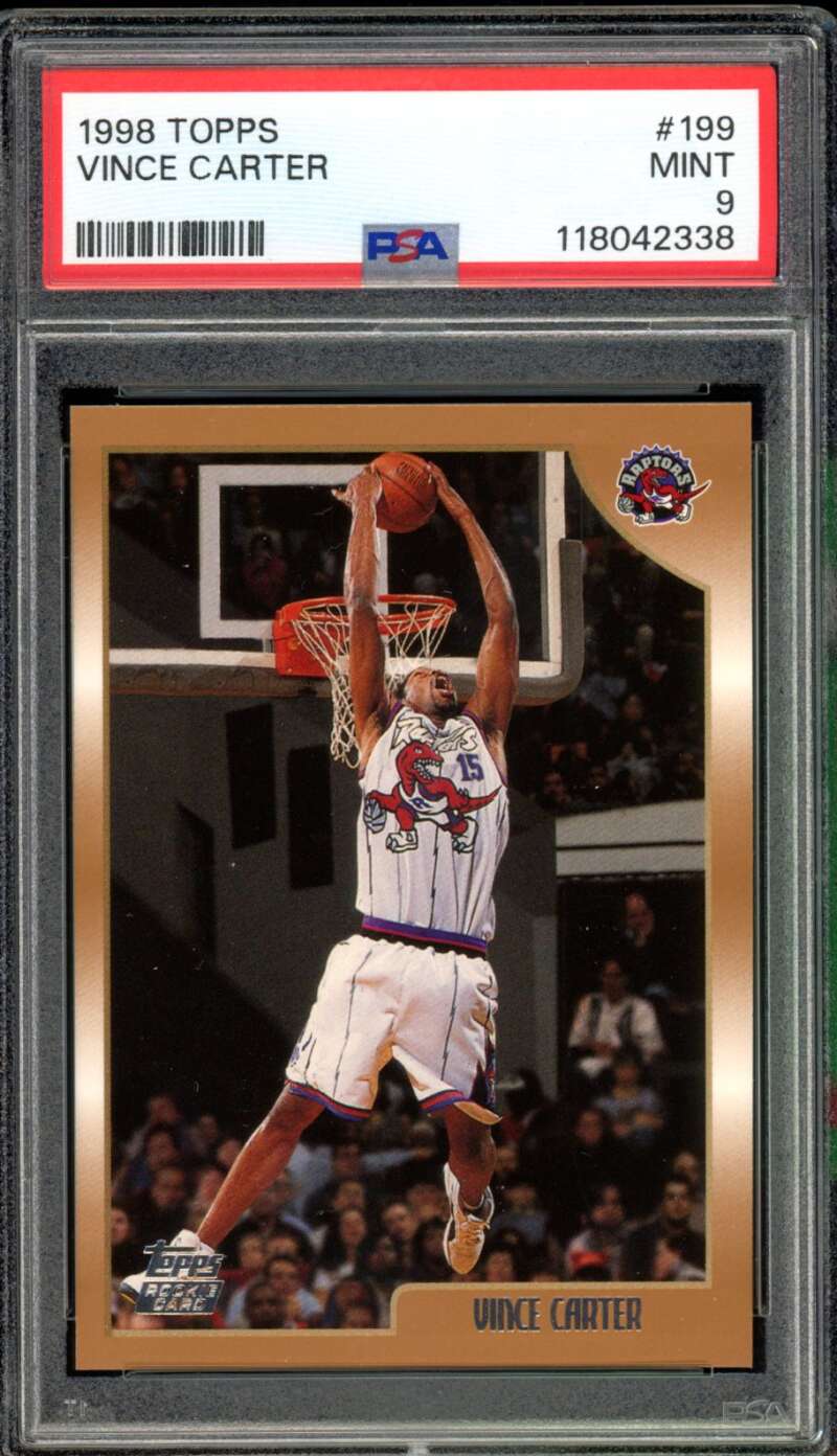 Vince Carter Rookie Card 1998-99 Topps #199 PSA 9 Image 1