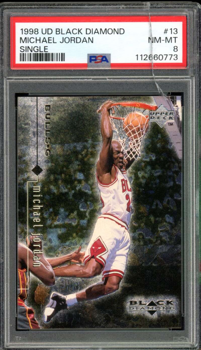 Michael Jordan Card 1998-99 UD Black Diamond #13 PSA 8 (cracked holder) Image 1
