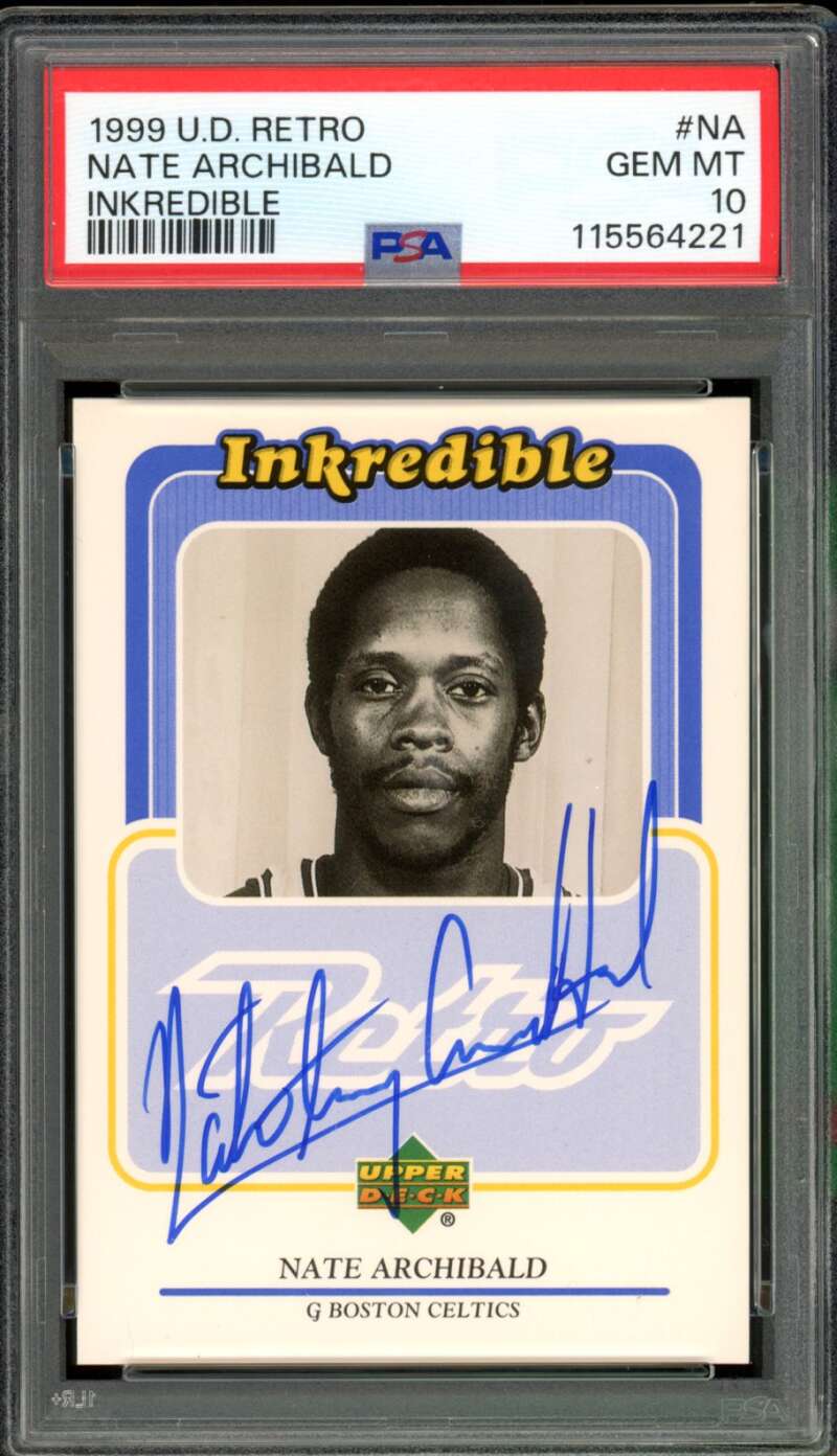Nate Archibald Card 1999-00 Upper Deck Retro Inkredible PSA 10 Image 1