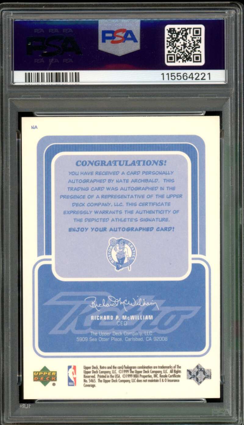 Nate Archibald Card 1999-00 Upper Deck Retro Inkredible PSA 10 Image 2
