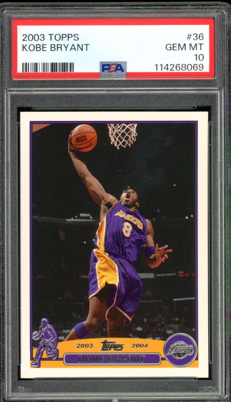 Kobe Bryant Card 2003-04 Topps #36 PSA 10 Image 1