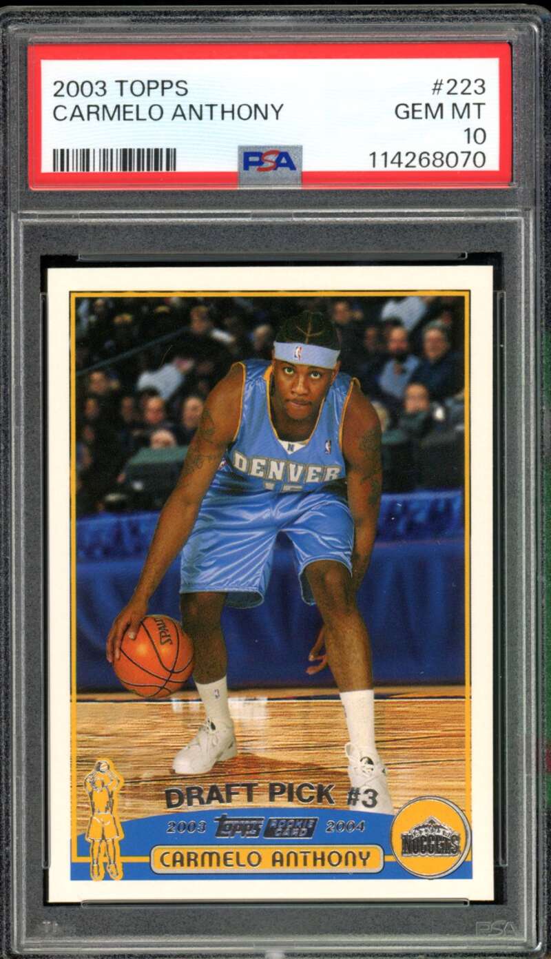 Carmelo Anthony Rookie Card 2003-04 Topps #223 PSA 10 Image 1
