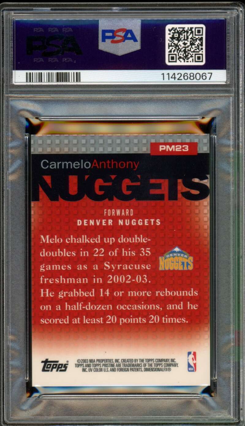 Carmelo Anthony Rookie Card 2003-04 Topps Pristine Minis #PM23 PSA 7 Image 2