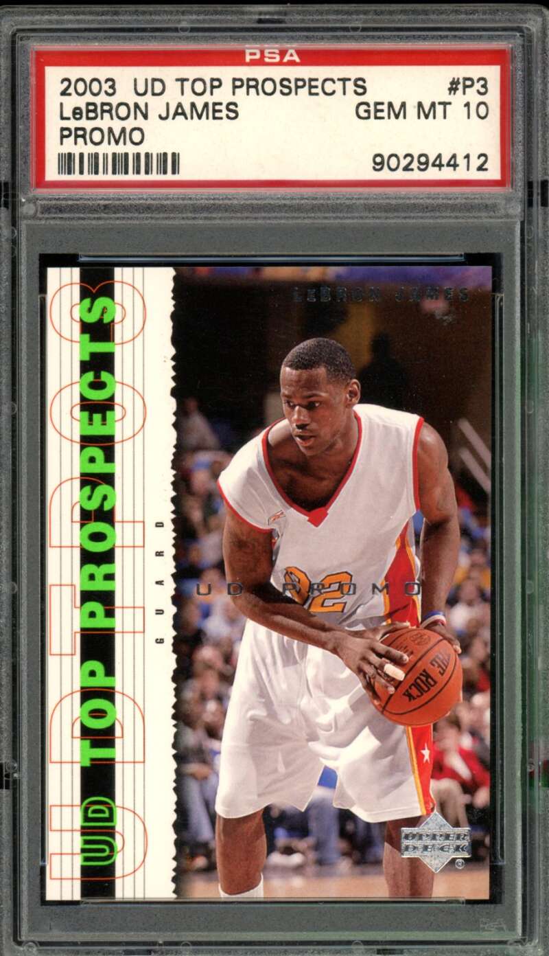 LeBron James Rookie Card 2003-04 UD Top Prospects #P3 PSA 10 Image 1