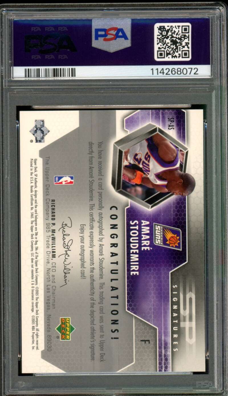Amare Stoudemire Card 2004-05 SP Authentic SP Signatures #SP-AS PSA 9 Image 2