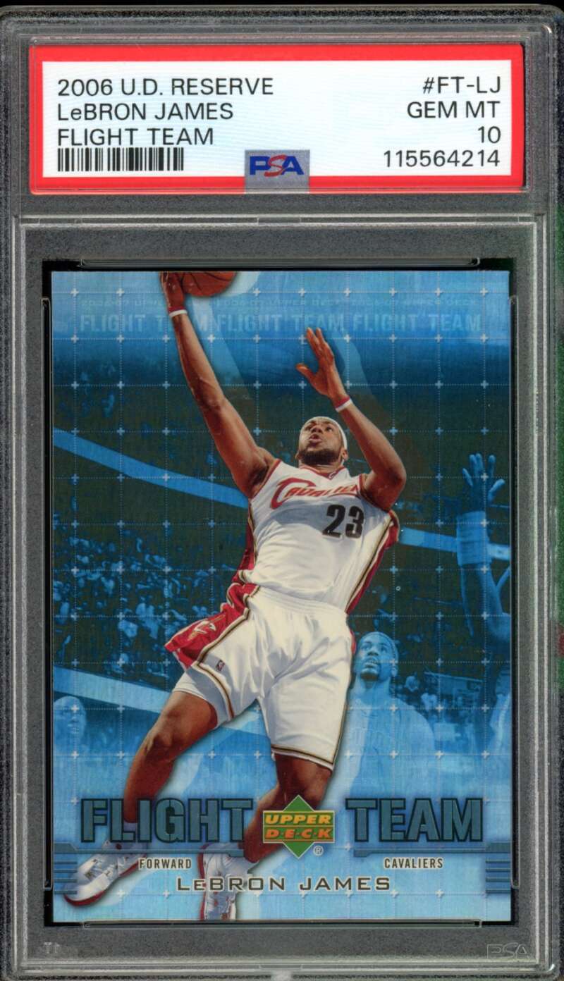 LeBron James Card 2006-07 Upper Deck Reserve Flight Team #FT-LJ PSA 10 Image 1