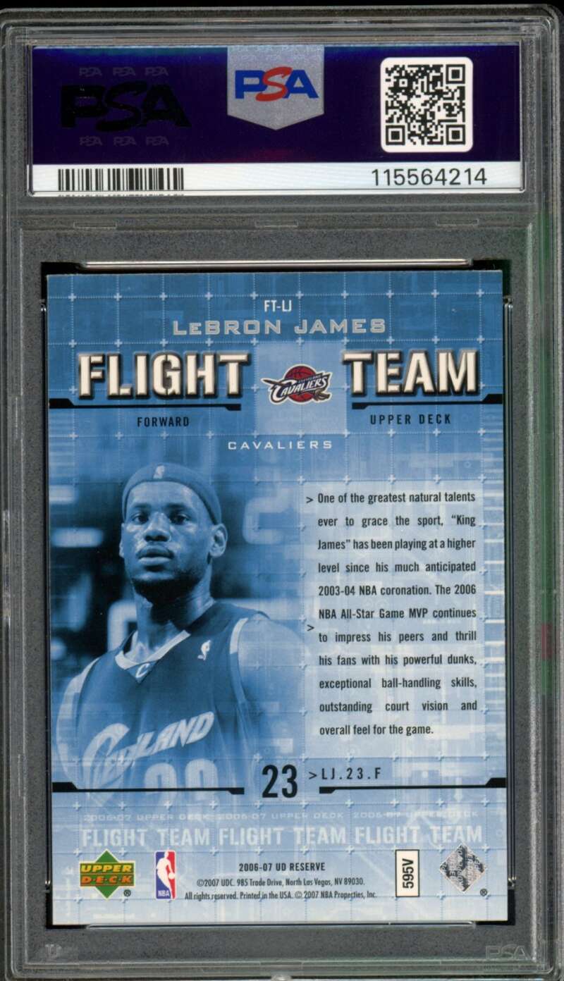 LeBron James Card 2006-07 Upper Deck Reserve Flight Team #FT-LJ PSA 10 Image 2