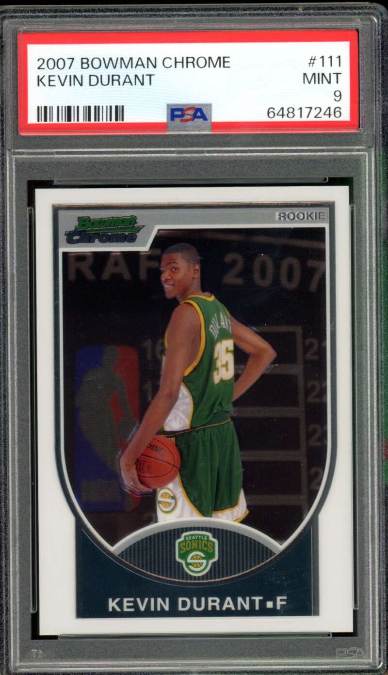 Kevin Durant Rookie Card 2007-08 Bowman Chrome #111 PSA 9 Image 1
