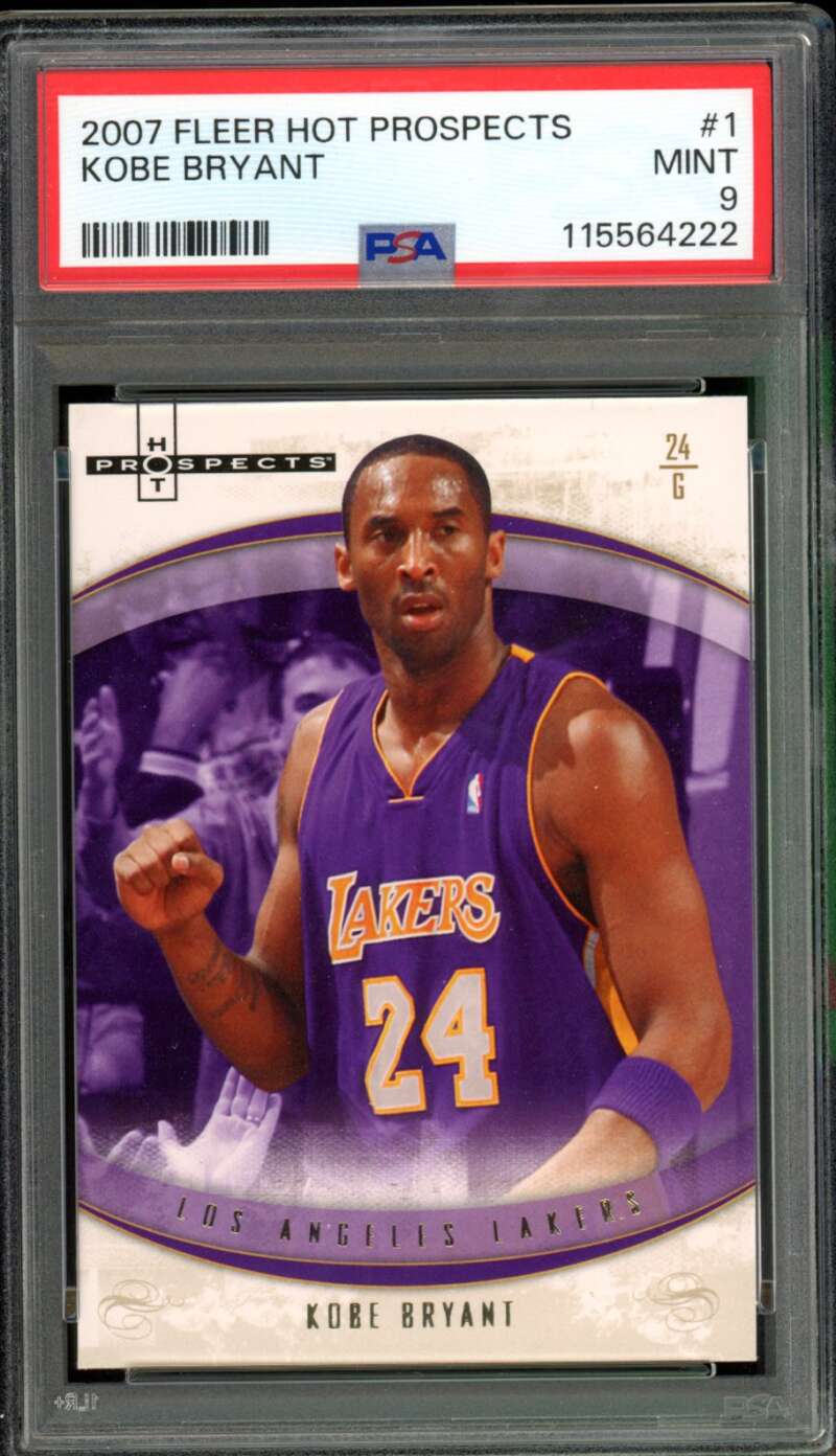 Kobe Bryant Card 2007-08 Fleer Hot Prospects #1 PSA 9 Image 1