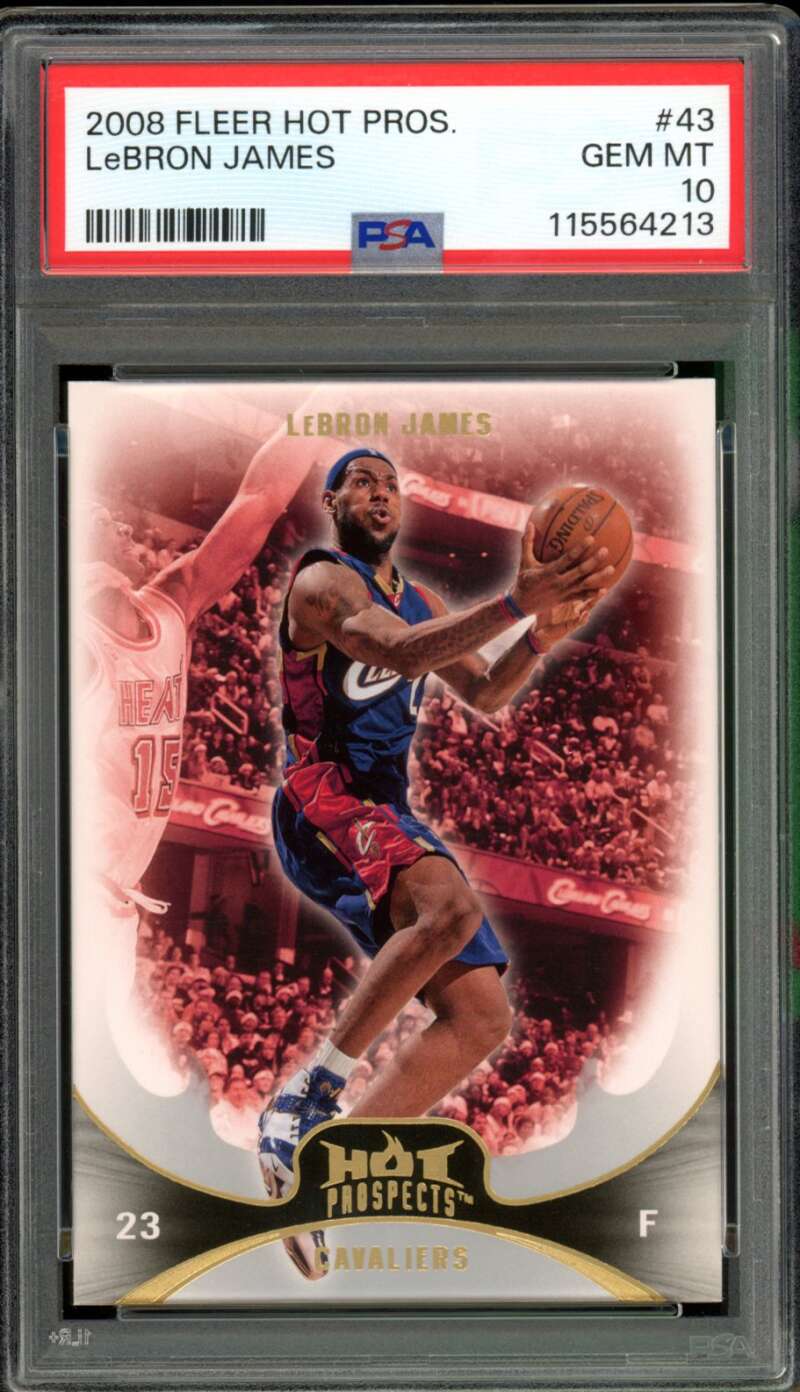 LeBron James Card 2008-09 Fleer Hot Prospects #43 PSA 10 Image 1