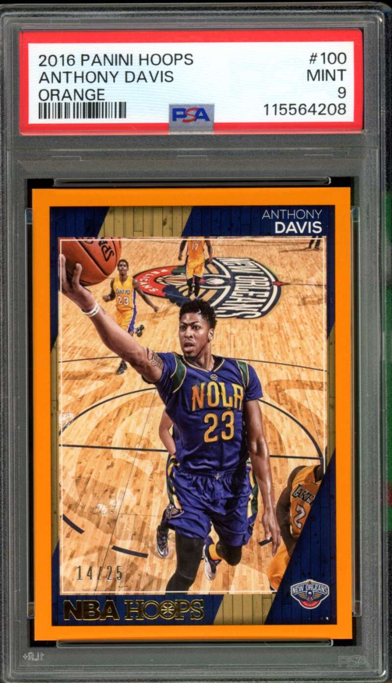 Anthony Davis Card 2016-17 Panini Hoops Orange (14/25) (pop 1) #100 PSA 9 Image 1