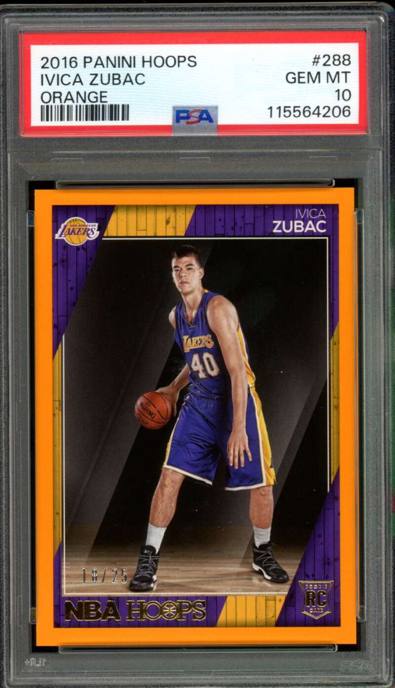 Ivica Zubac Rookie Card 2016-17 Panini Hoops Orange (18/25) (pop 1) #288 PSA 10 Image 1