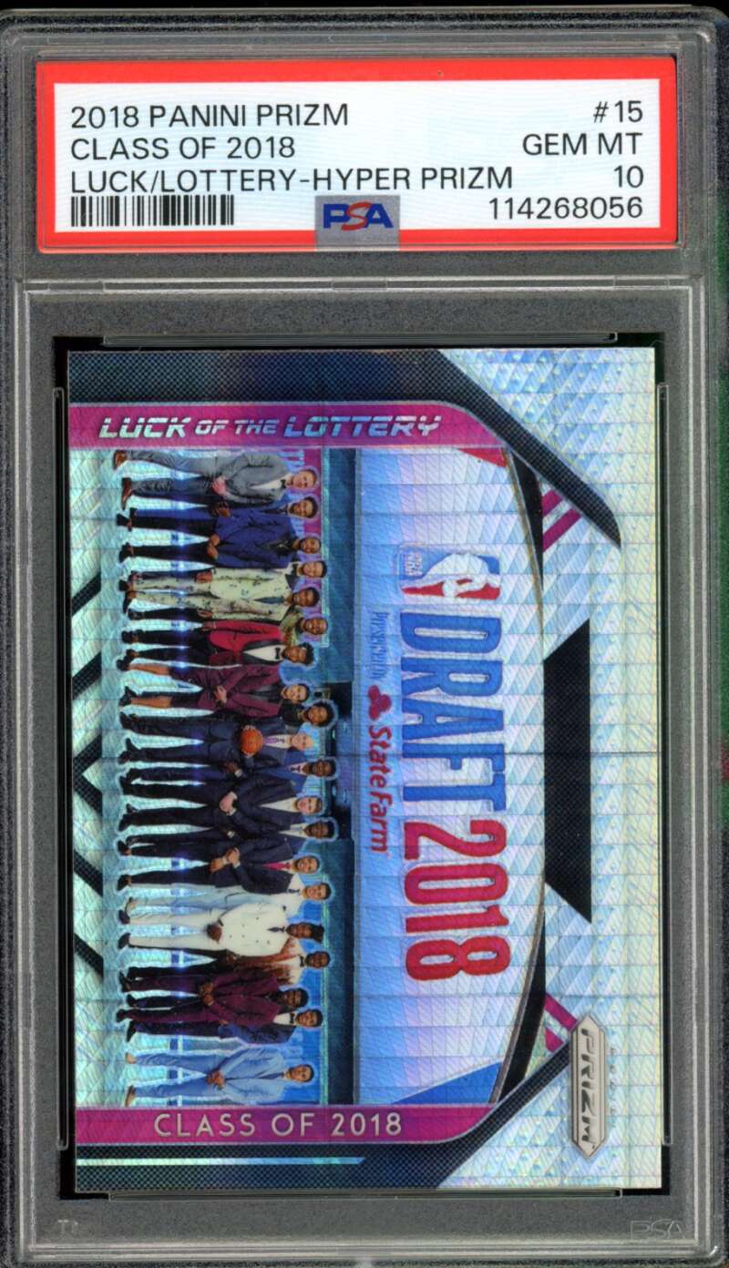 Luka Doncic Class of 2018-19 Panini Prizm Lottry Hyper Prizm #15 PSA 10 Image 1
