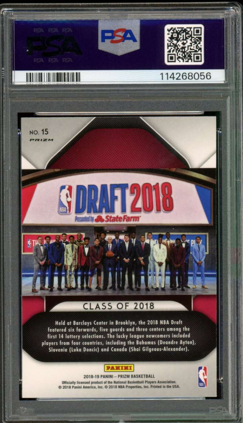 Luka Doncic Class of 2018-19 Panini Prizm Lottry Hyper Prizm #15 PSA 10 Image 2