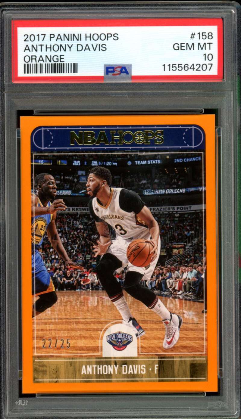 Anthony Davis Card 2017-18 Panini Hoops Orange (22/25) #158 PSA 10 Image 1