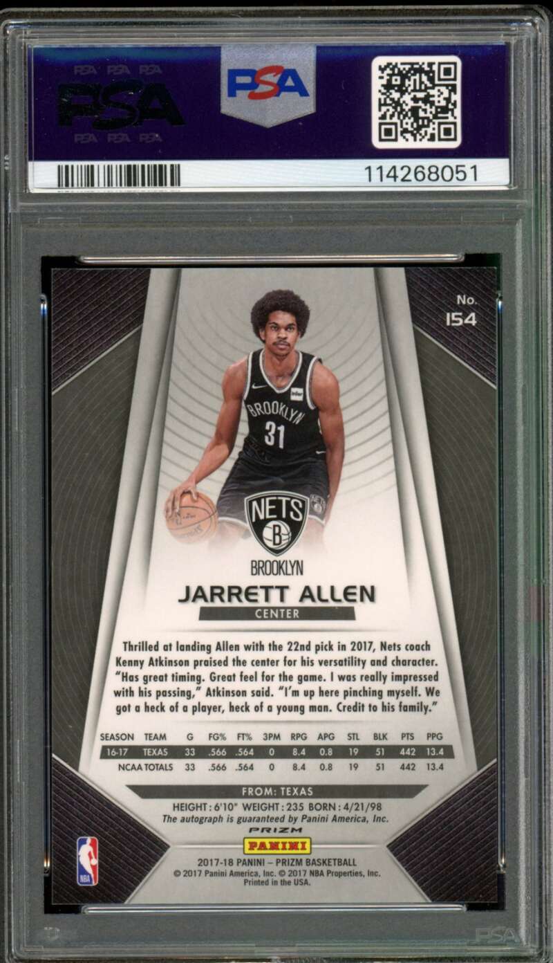 Jarrett Allen Rookie Card 2017-18 Panini Prizm Fast Break Auto #154 PSA 9 Image 2