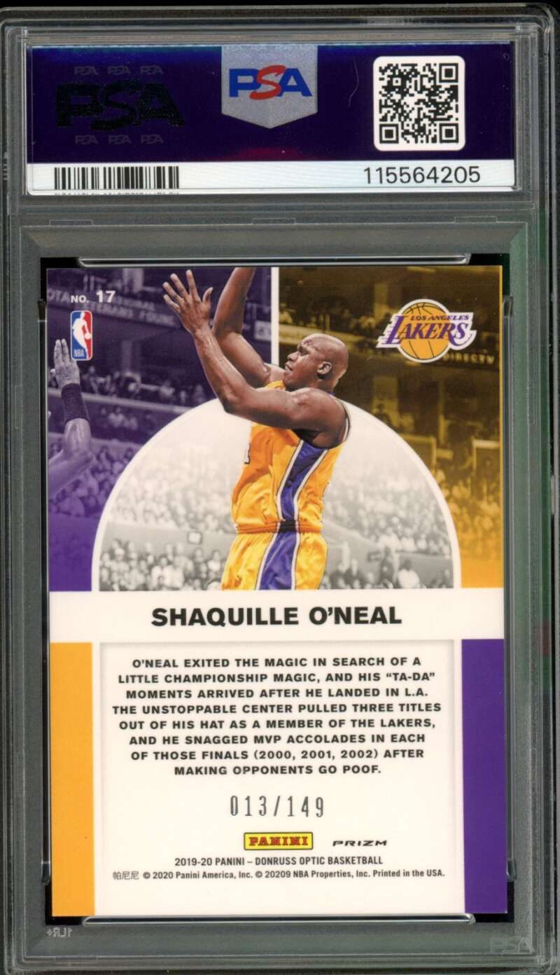 Shaquille O'Neal 2019-20 Panini Donruss Optic Winner Stays Lime Green #17 PSA 9 Image 2
