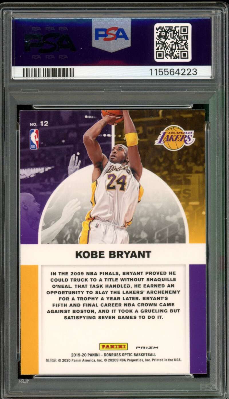 Kobe Bryant Card 2019-20 Panini Donruss Optic Winner Stays Purple #12 PSA 10 Image 2