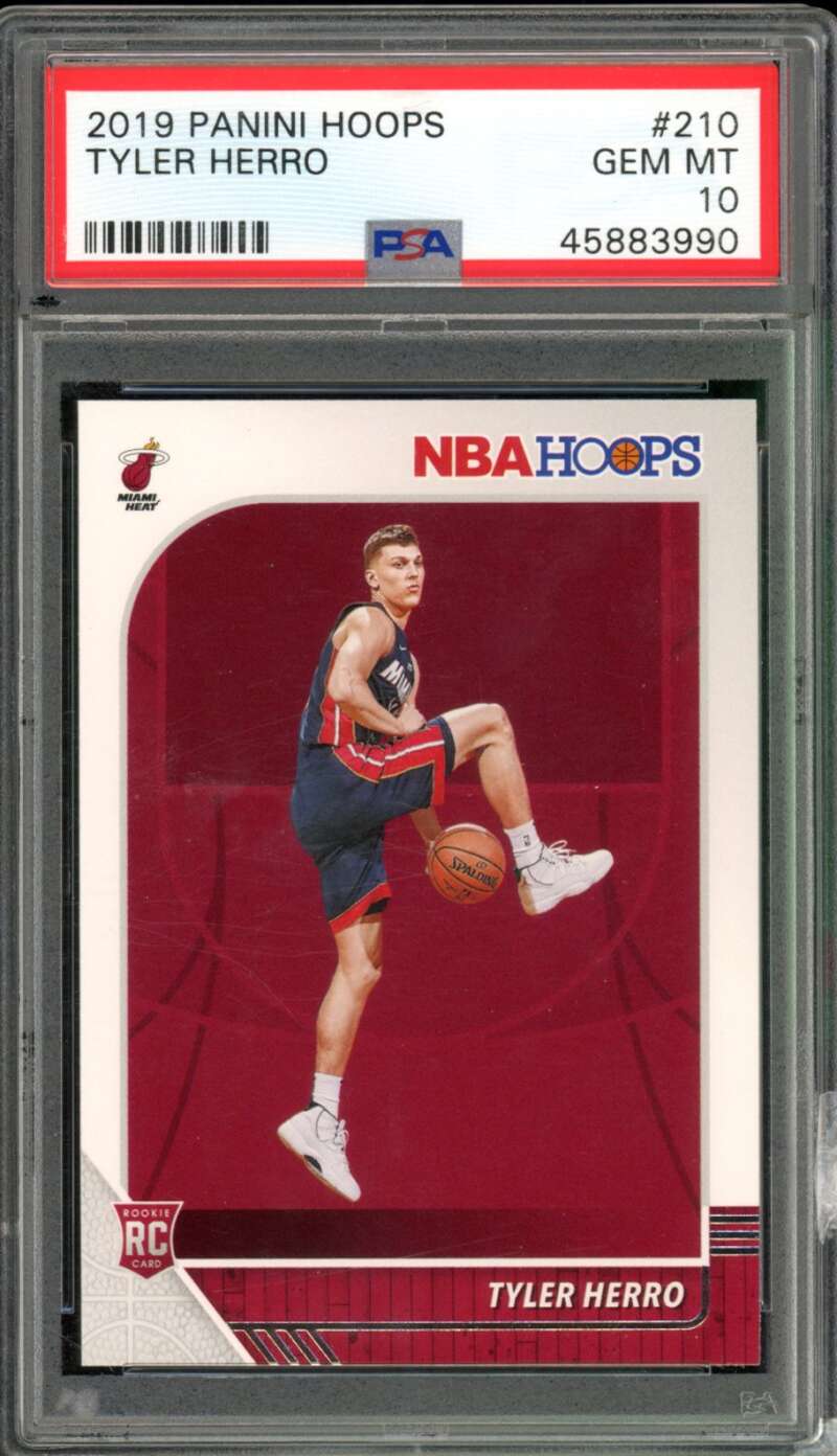Tyler Herro Rookie Card 2019-20 Panini Hoops #210 PSA 10 (holder issue) Image 1