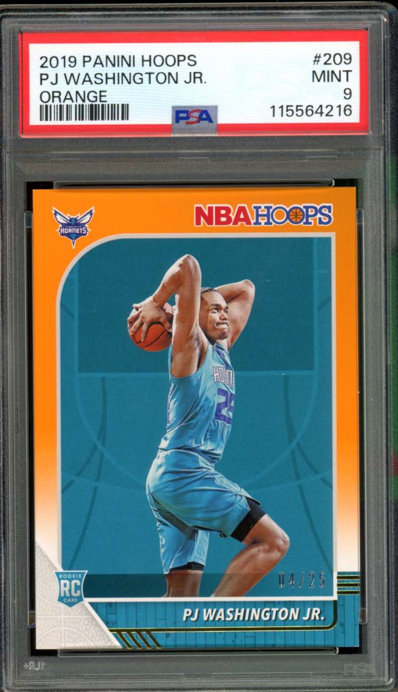 PJ Washington Jr. Rookie 2019-20 Panini Hoops Orange (pop 1) (4/25) #209 PSA 9 Image 1