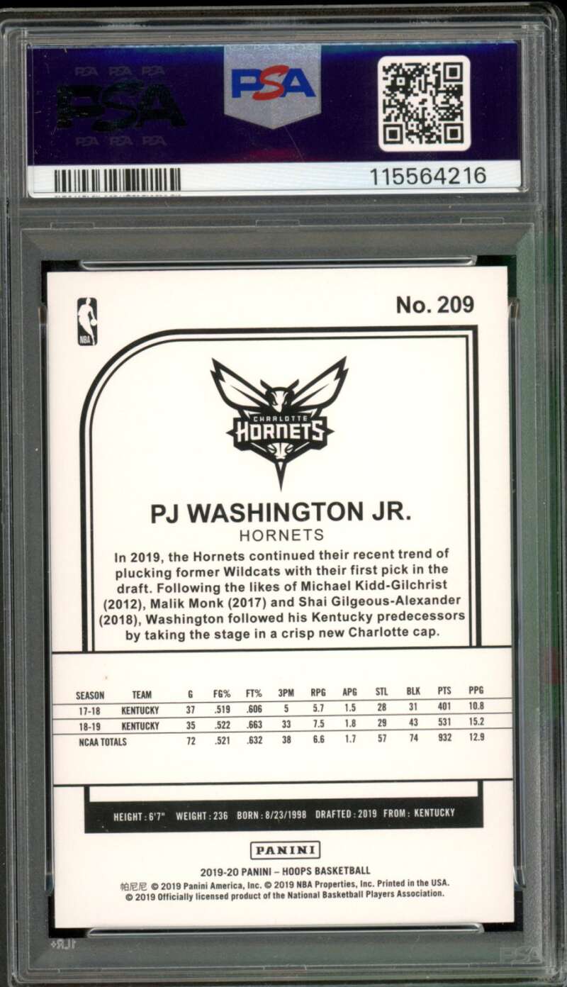 PJ Washington Jr. Rookie 2019-20 Panini Hoops Orange (pop 1) (4/25) #209 PSA 9 Image 2