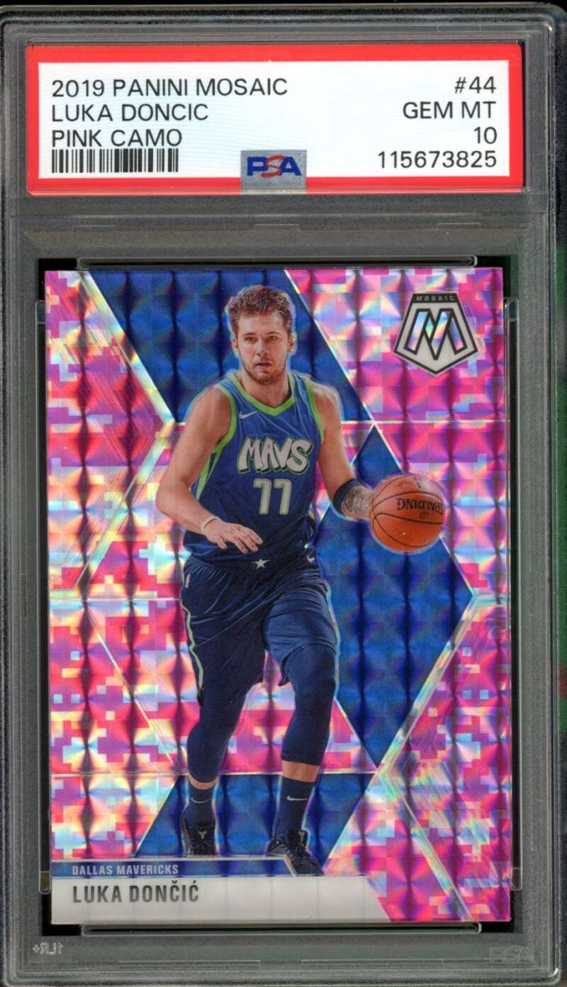 Luka Doncic Card 2019-20 Panini Mosaic Pink Camo #44 PSA 10 Image 1
