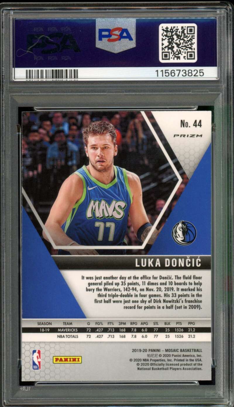 Luka Doncic Card 2019-20 Panini Mosaic Pink Camo #44 PSA 10 Image 2