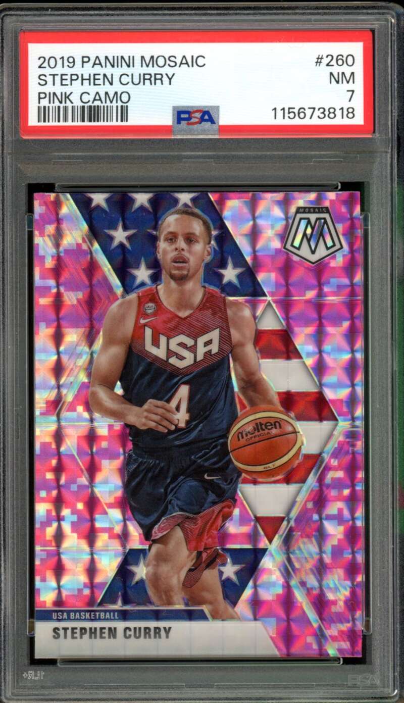 Stephen Curry Card 2019-20 Panini Mosaic #260 PSA 7 Image 1