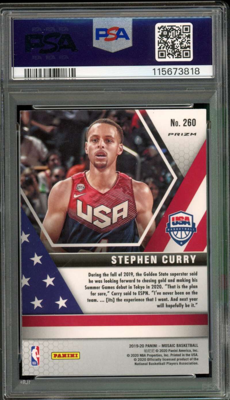 Stephen Curry Card 2019-20 Panini Mosaic #260 PSA 7 Image 2