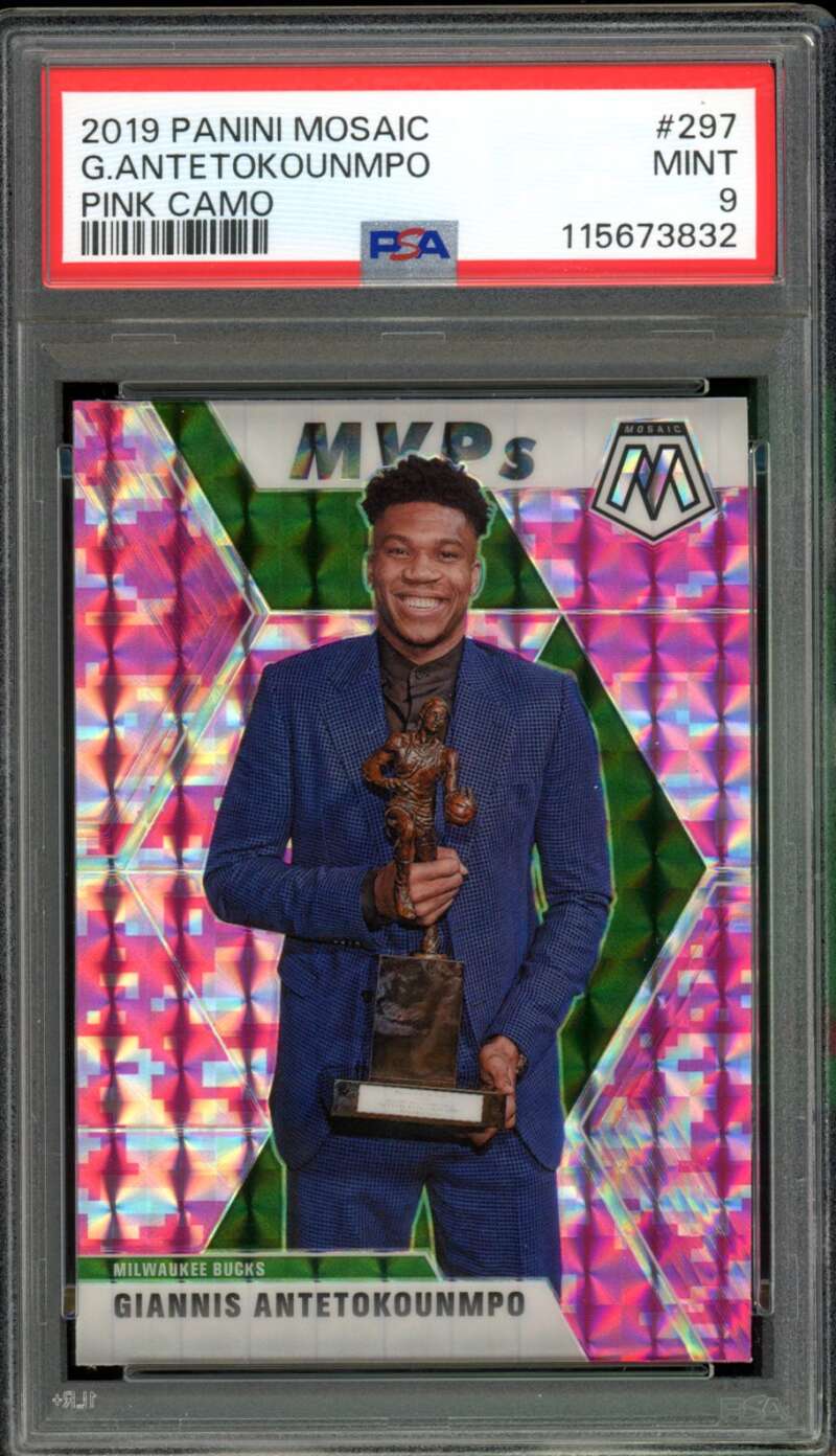 Giannis Antetokounmpo Card 2019-20 Panini Mosaic #297 PSA 9 Image 1