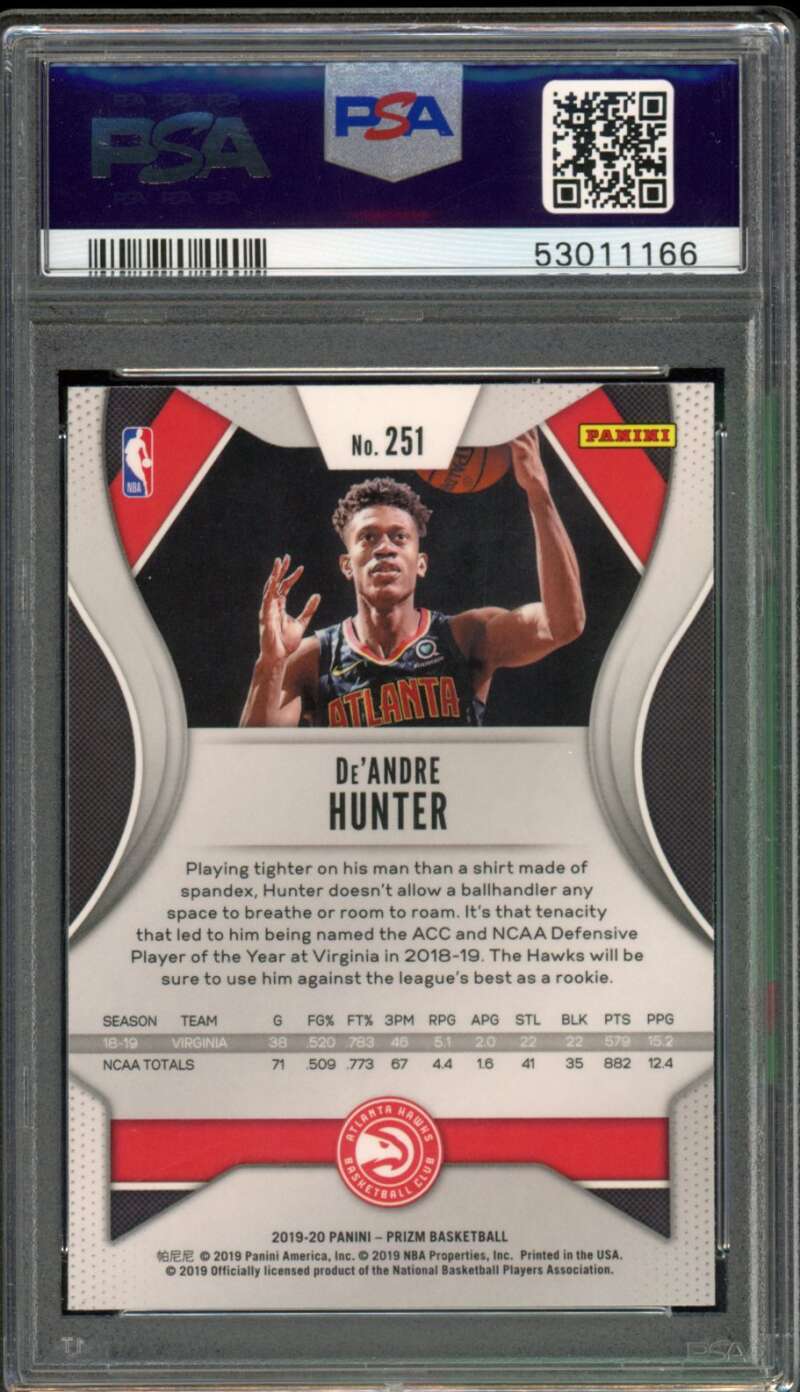 De'Andre Hunter Rookie Card 2019-20 Panini Prizm #251 PSA 10 Image 2