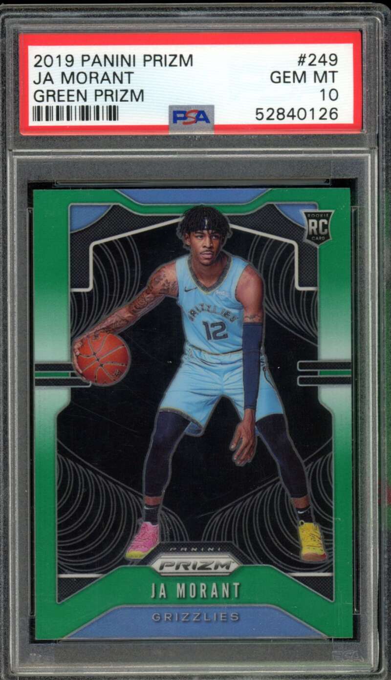 Ja Morant Rookie Card 2019-20 Panini Prizm Green #249 PSA 10 Image 1