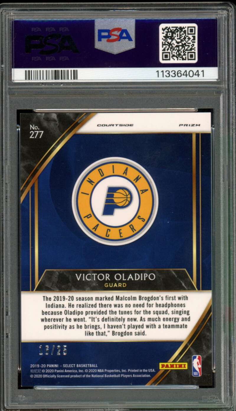 Victor Oladipo Card 2019-20 Panini Select Blue Disco Prizm (16/25) #277 PSA 9 Image 2