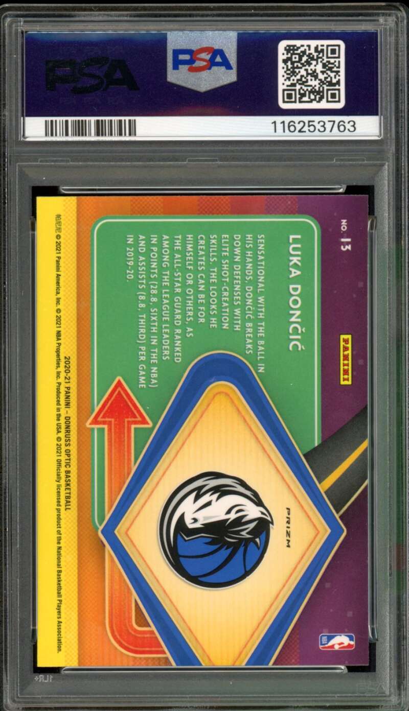 Luka Doncic Card 2020-21 Donruss Optic Express Lane Holo #13 PSA 10 Image 2