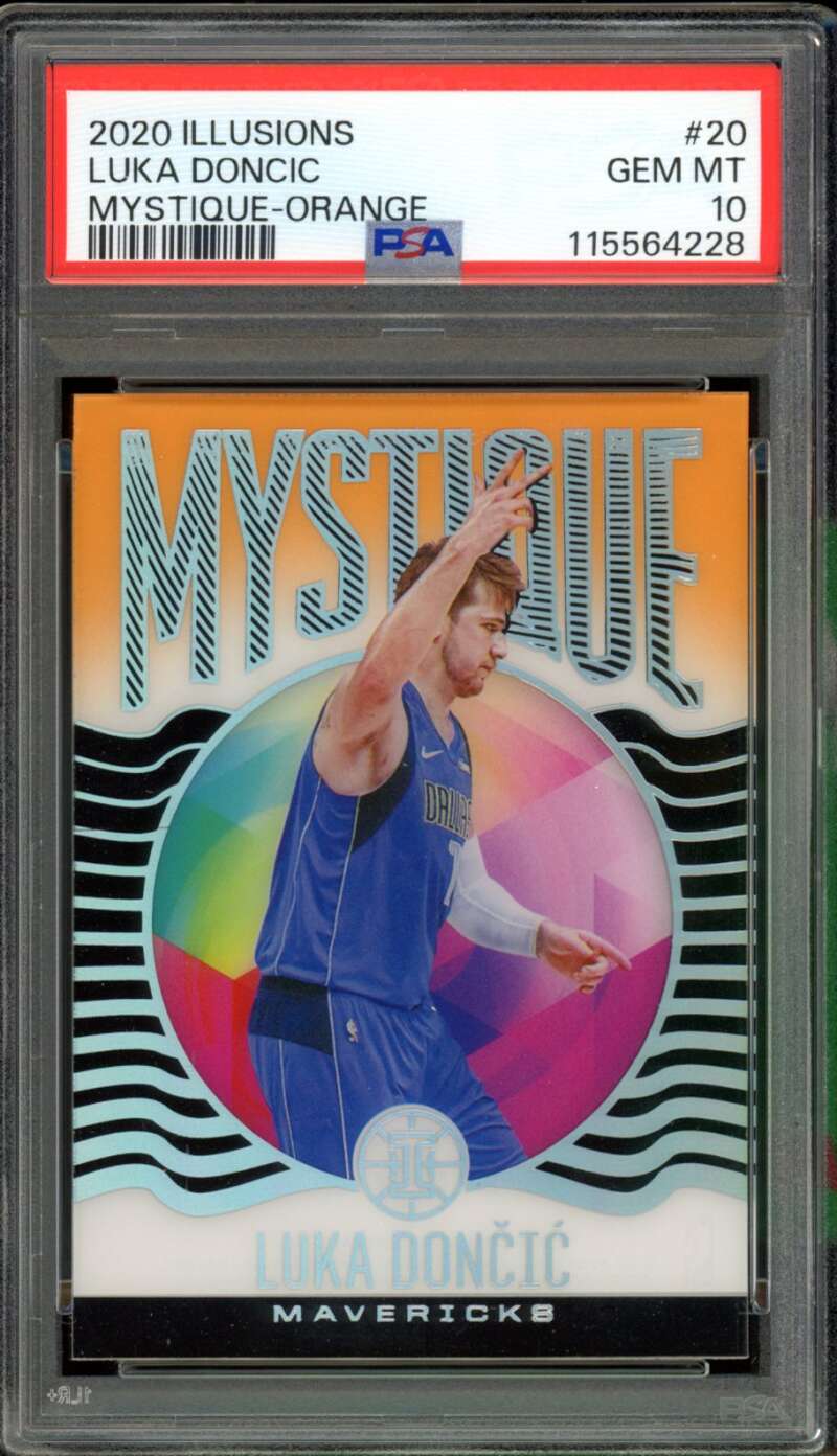 Luka Doncic Card 2020-21 Illusions Mystique Orange (pop 3) #20 PSA 10 Image 1