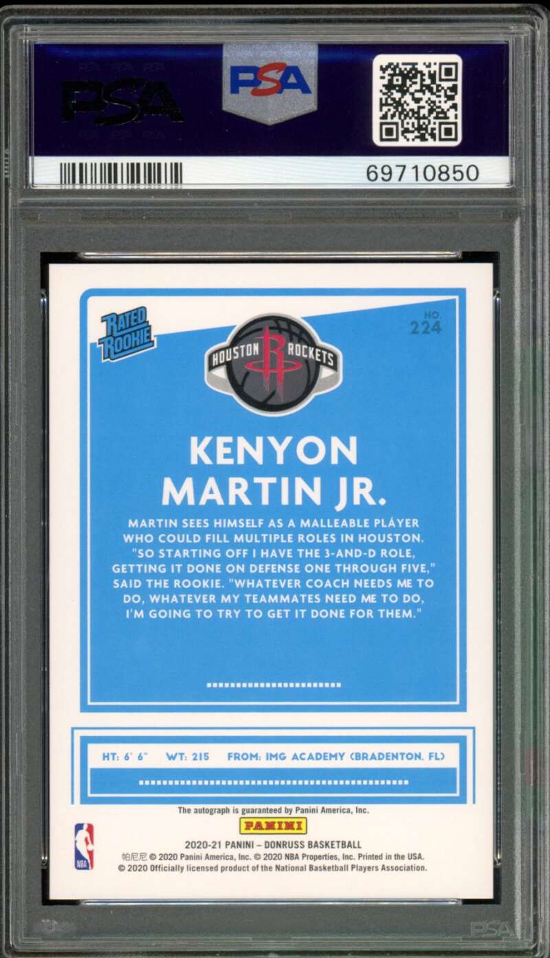 Kenyon Martin Jr. Rookie Card 2020-21 Panini Donruss #224 PSA 9 Image 2