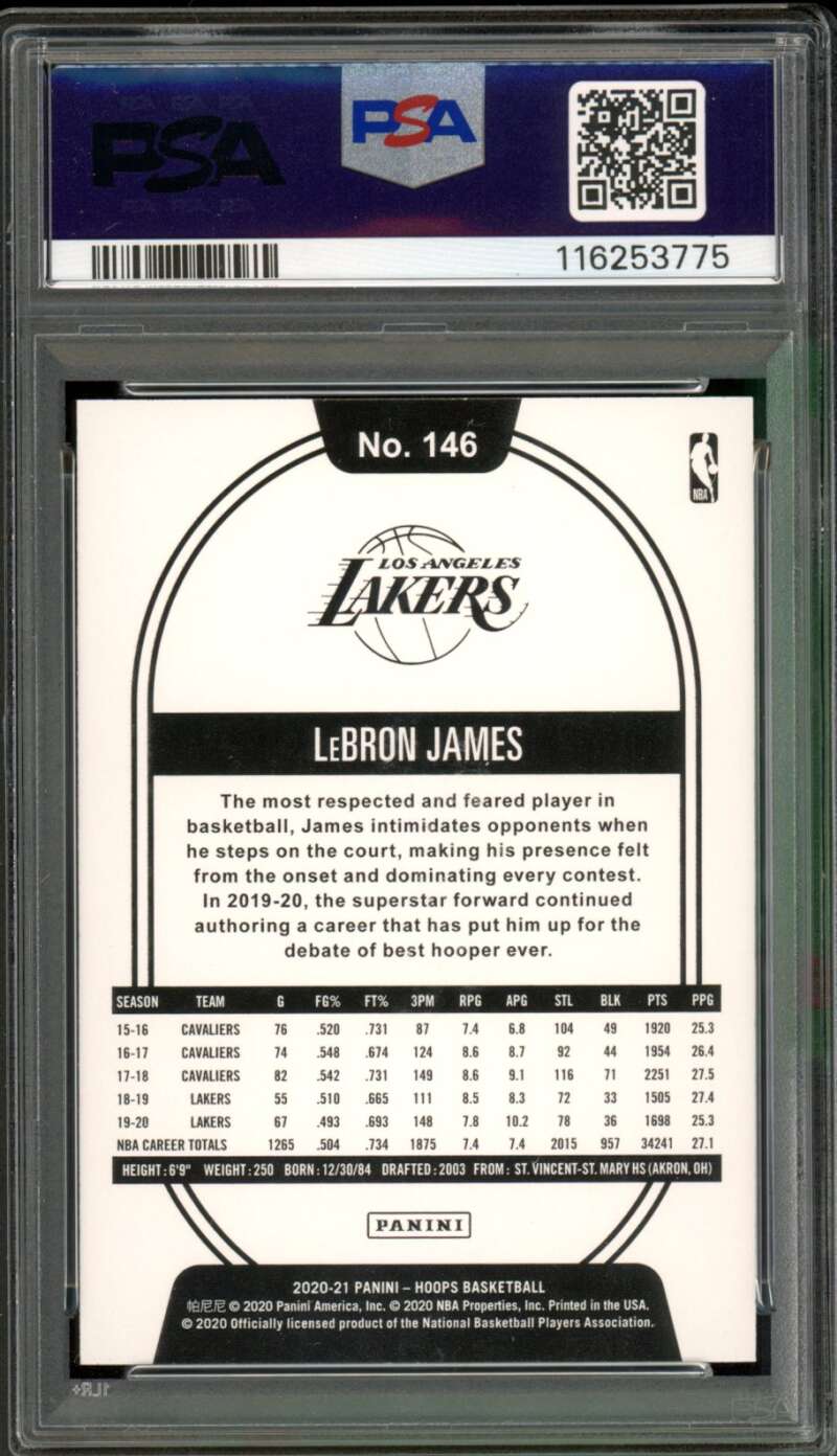 LeBron James Card 2020-21 Panini Hoops #146 PSA 9 Image 2