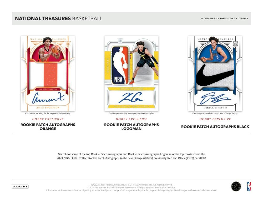 2023-24 Panini National Treasures Basketball Hobby Box Image 3
