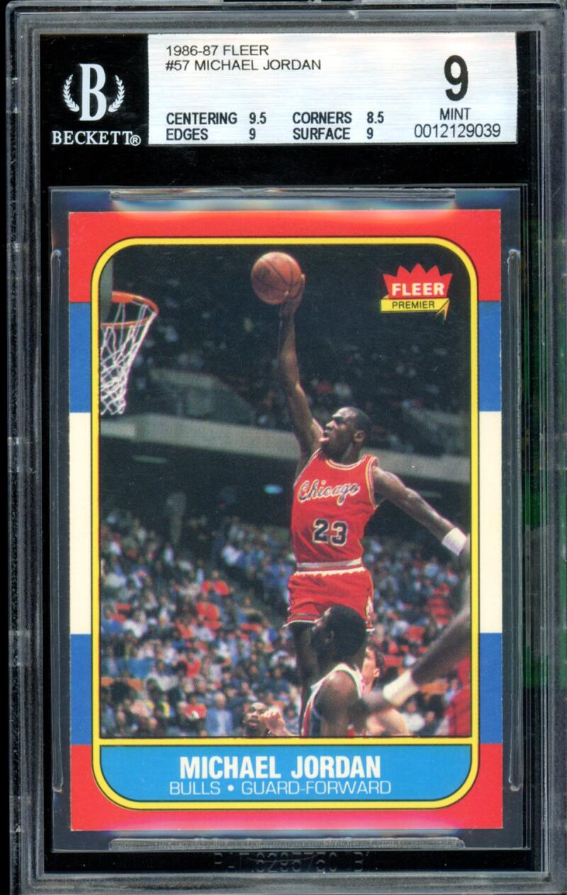 Michael Jordan Rookie Card 1986-87 Fleer #57 BGS 9 Image 1