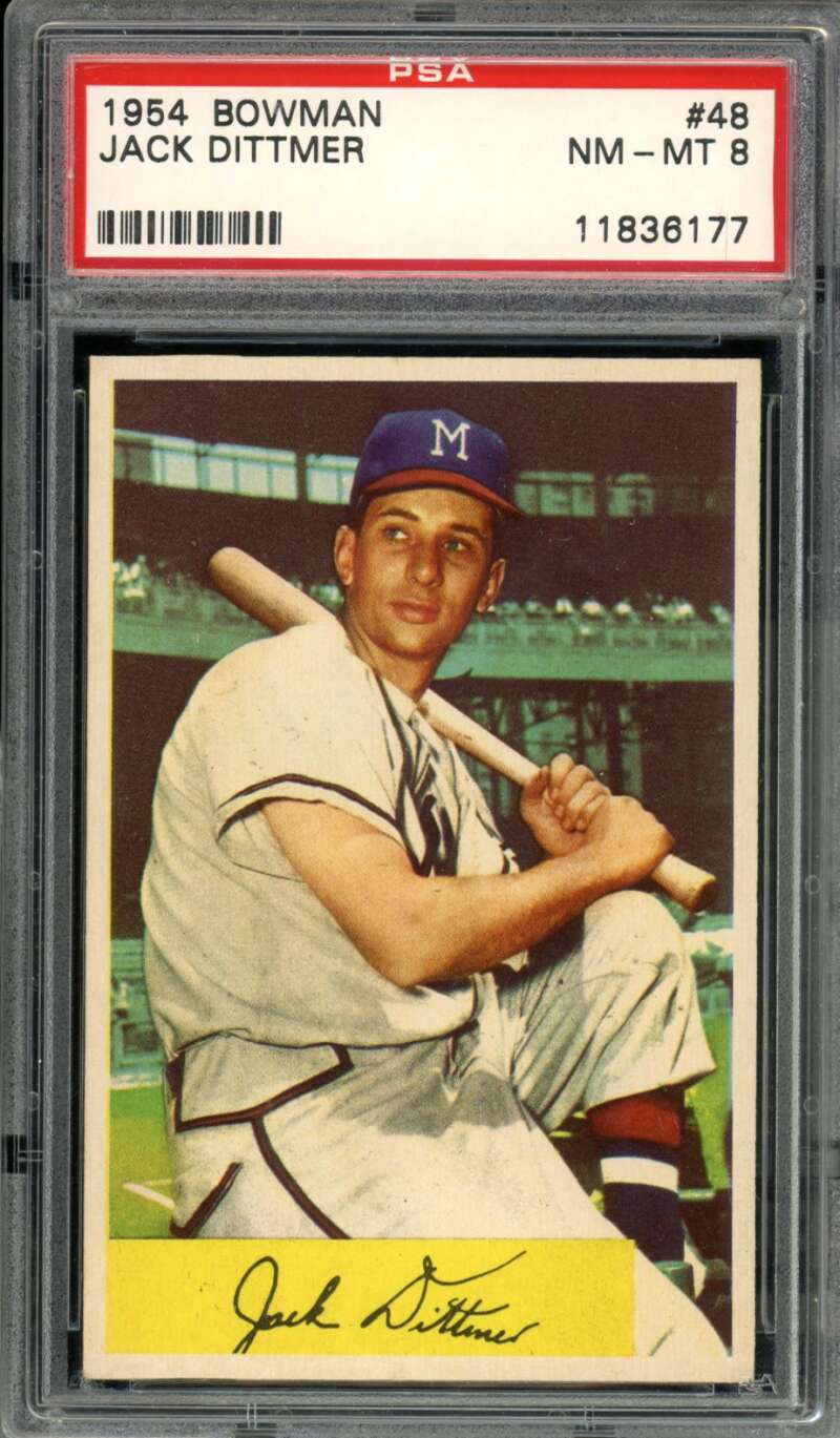 Jack Dittmer Card 1954 Bowman #48 PSA 8 Image 1