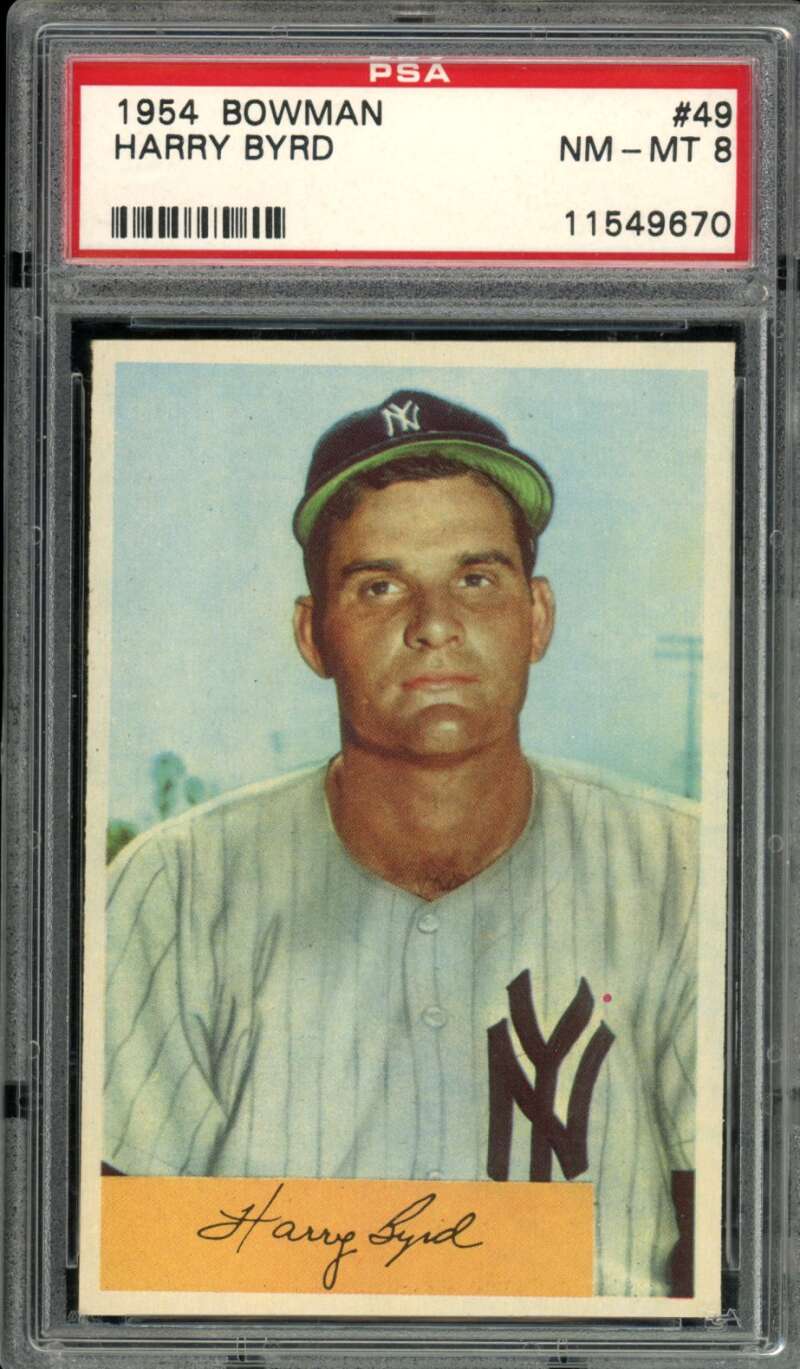 Harry Byrd Card 1954 Bowman #49 PSA 8 Image 1