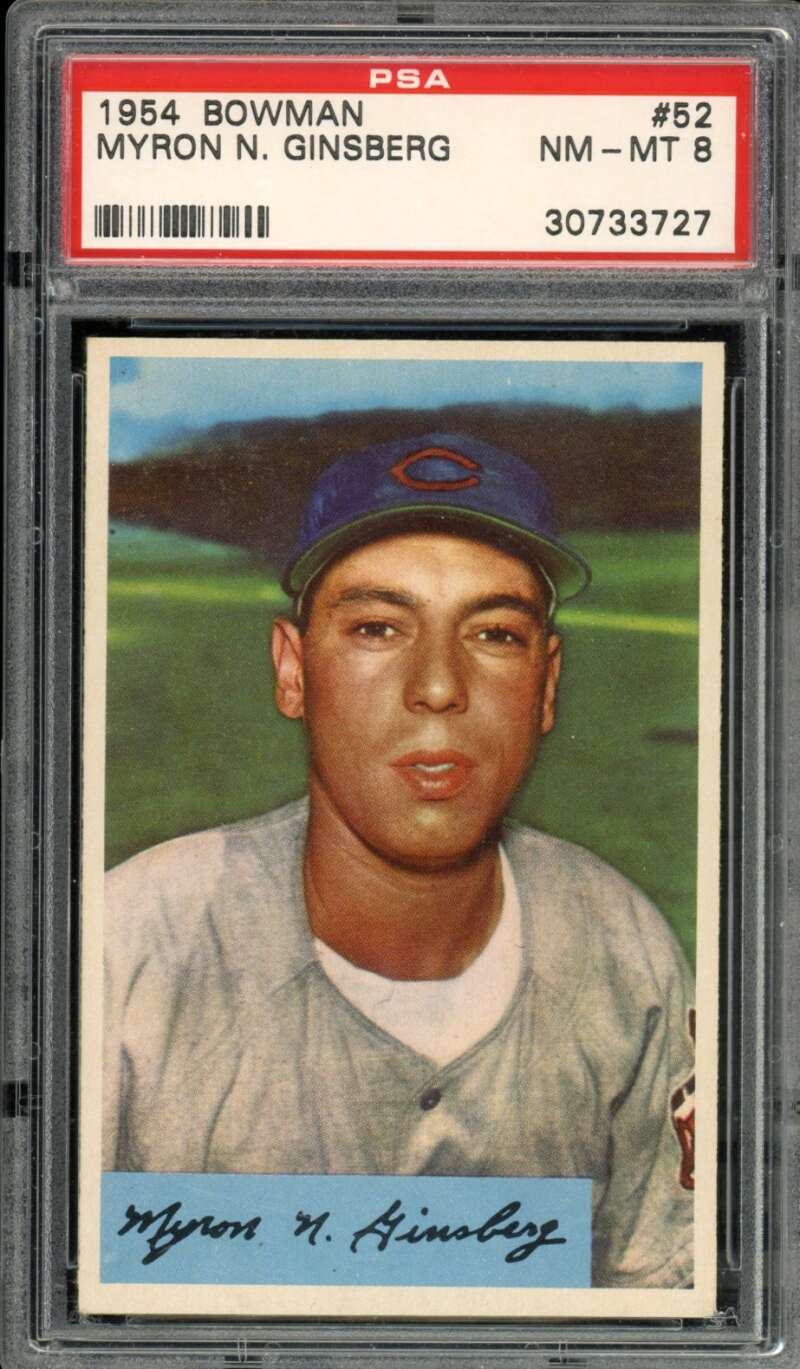 Myron N. Ginsberg Card 1954 Bowman #52 PSA 8 Image 1