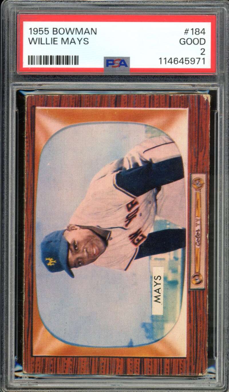 Willie Mays Card 1955 Bowman #184 PSA 2 Image 1