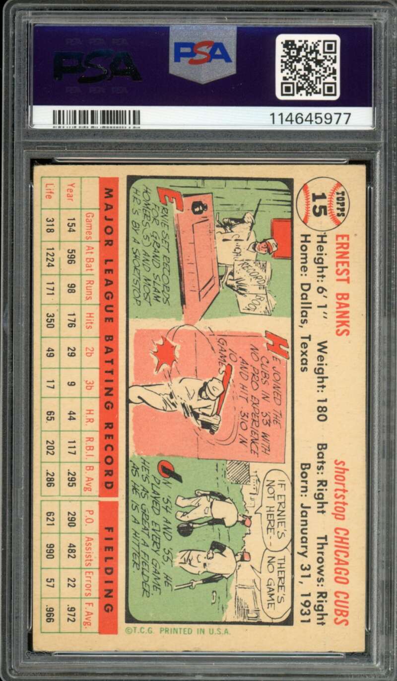 Ernie Banks Card 1956 Topps #15 PSA 1.5 Image 2